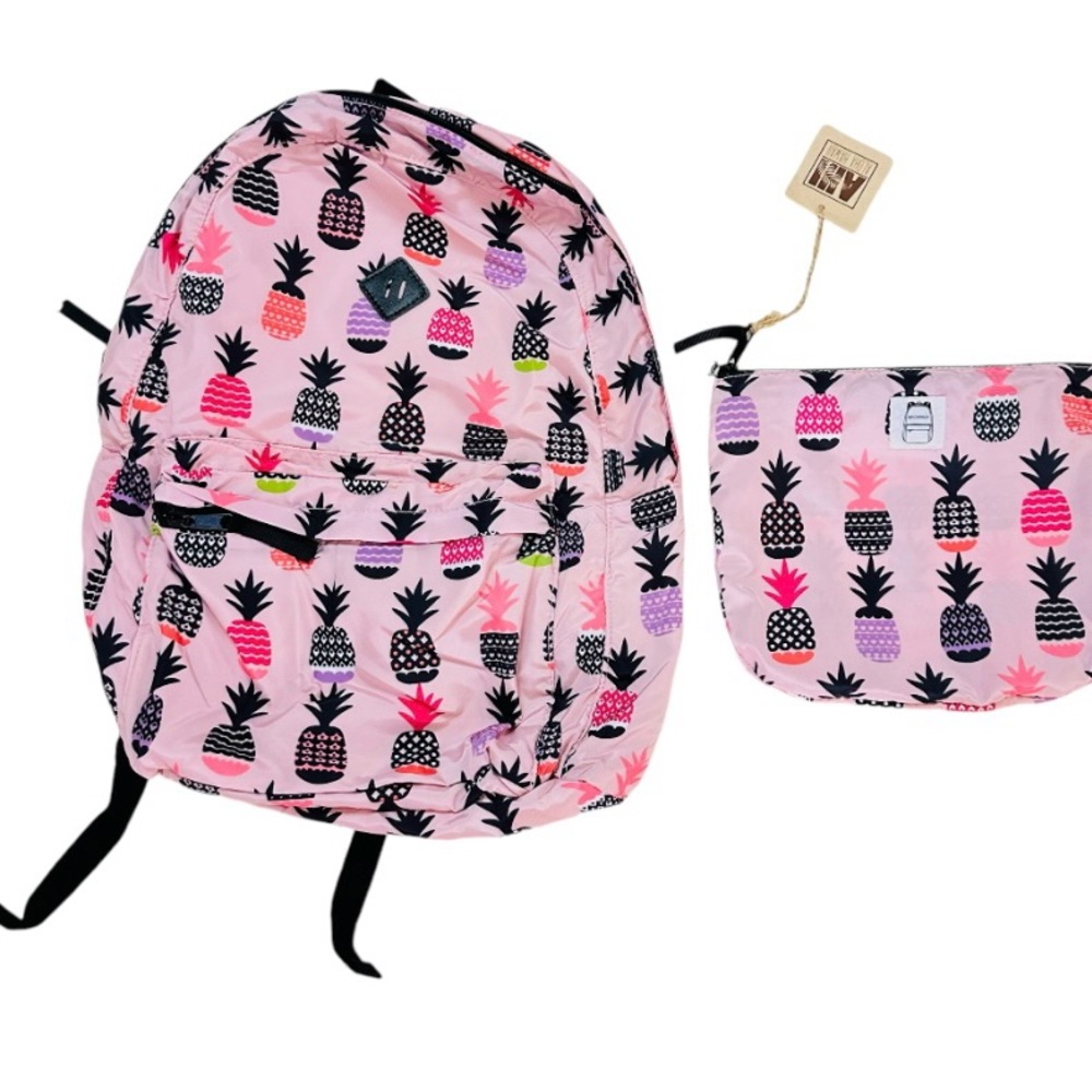 Tropical ALOHA HAWAII Pink Pineapple Backpack 2 Piece Cover